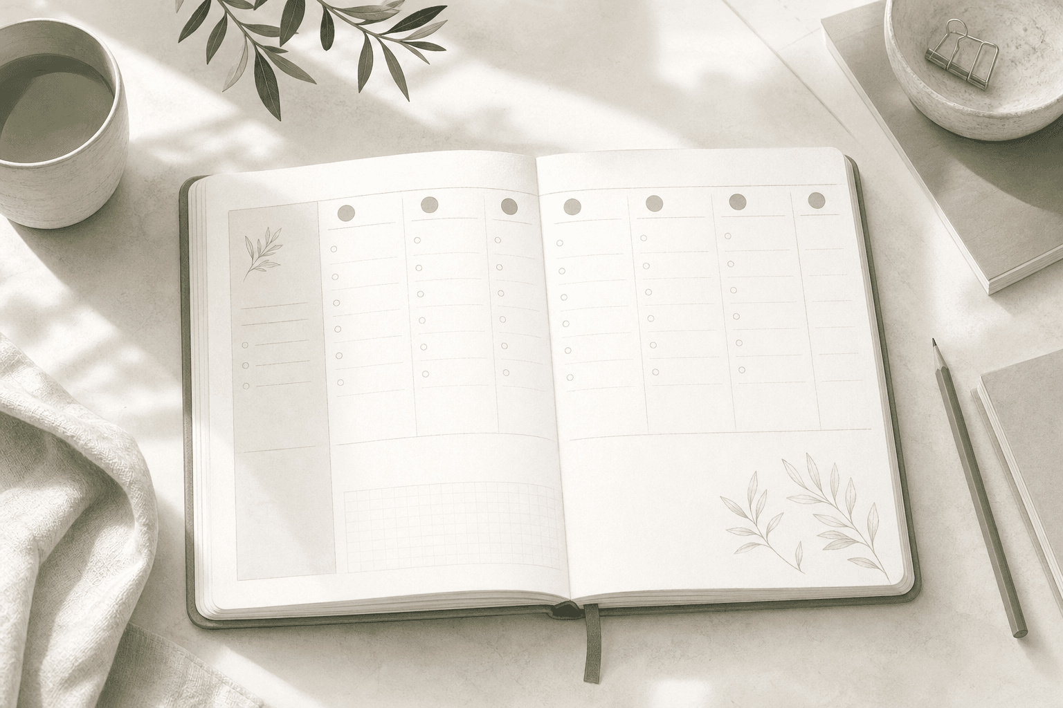 Illustration d’un agenda hebdomadaire apaisant